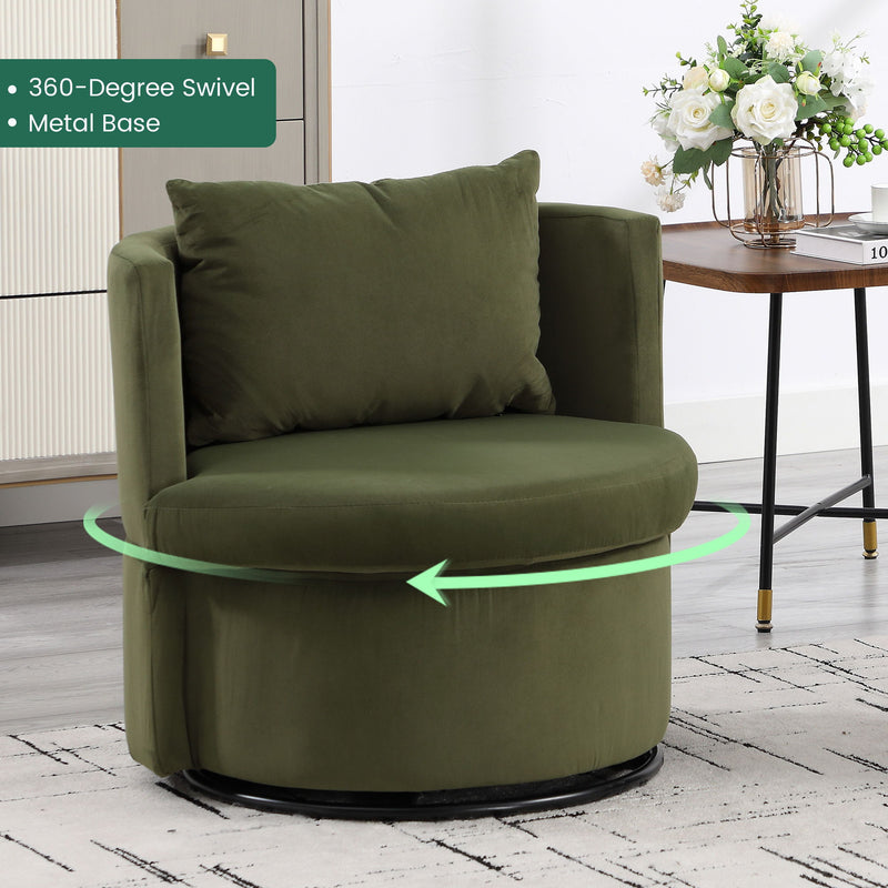 Upholstered Barrel Accent Chair With Ottoman And Storage