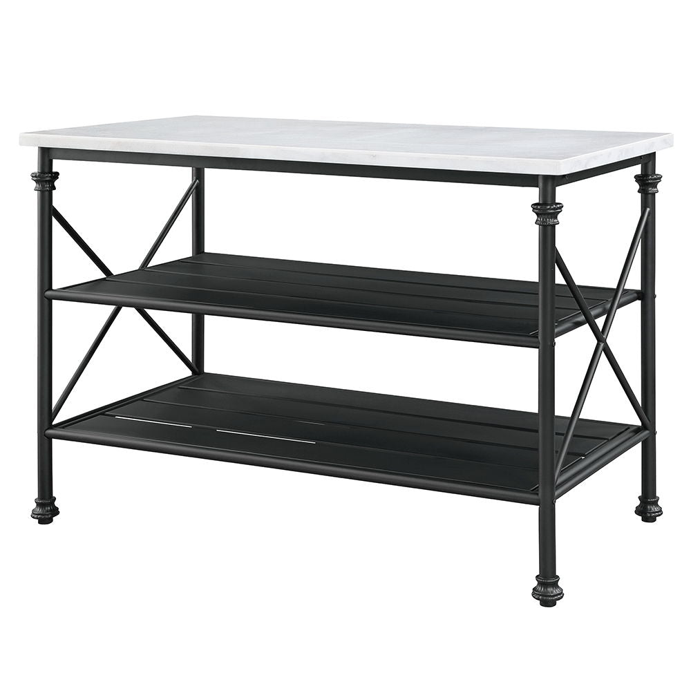 Brahm - Kitchen Island - White Marble Top & Gray - Urban Living Furniture (Los Angeles, CA)