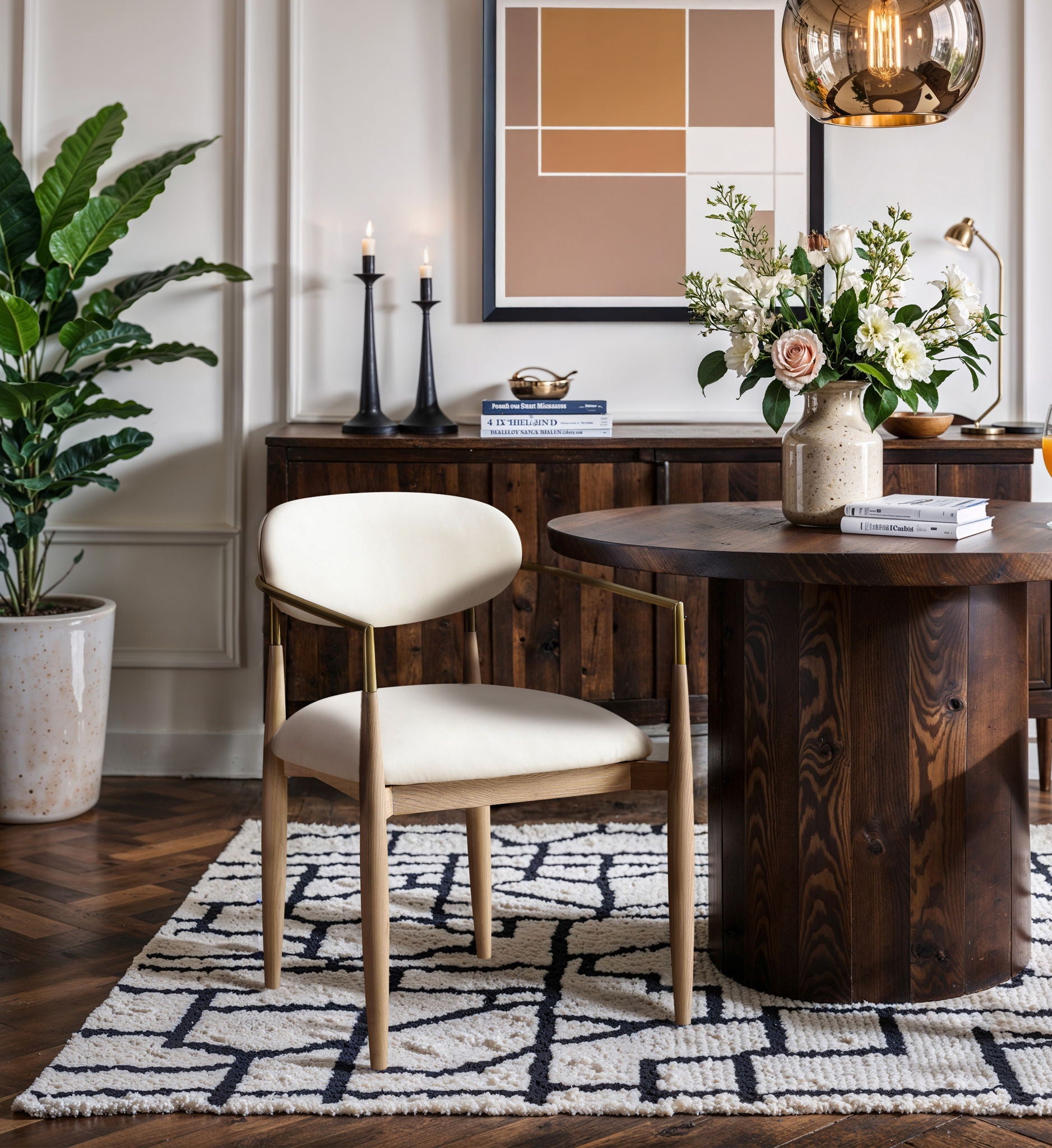 Riccio - Dining Arm Chair (Set of 2) - Natural And Gold Frame - Urban Living Furniture (Los Angeles, CA)
