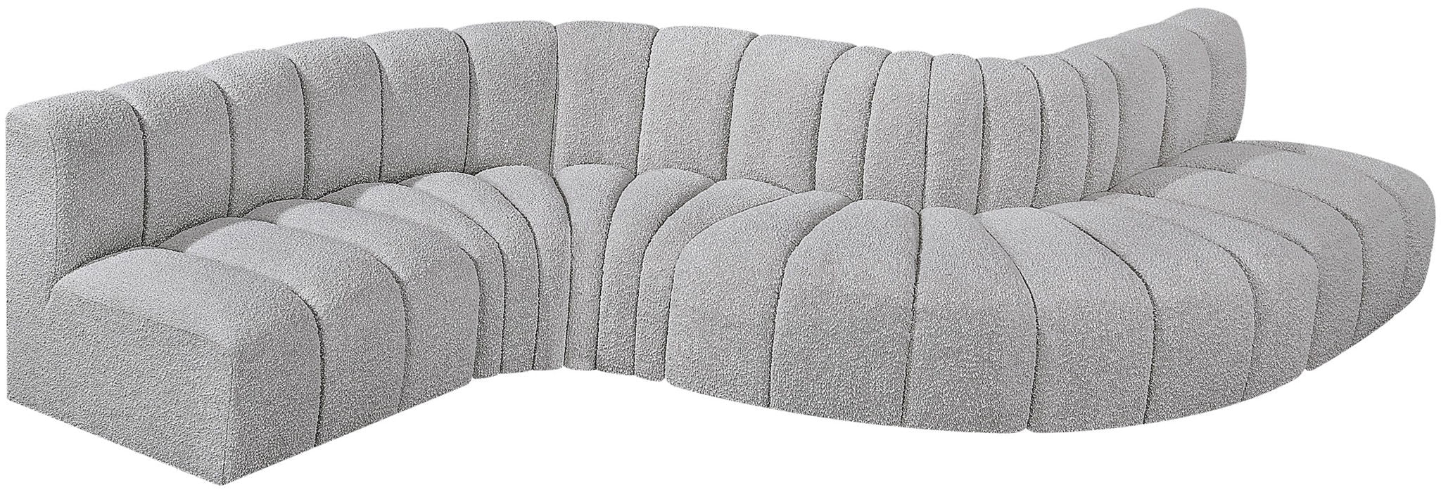 Arc - Boucle Fabric 6 Piece Curved Modular Sofa