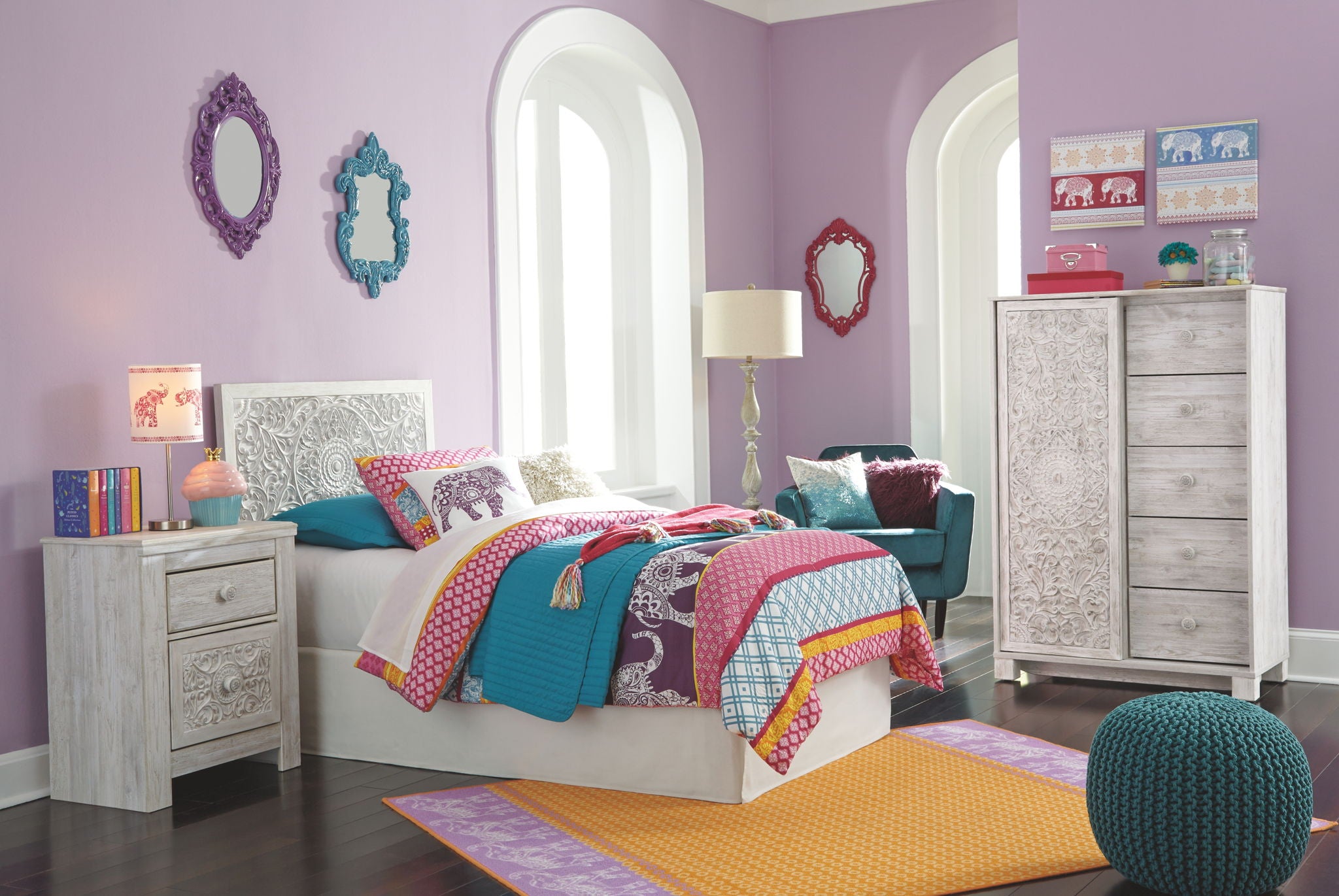 Paxberry - Whitewash - Twin Panel Headboard with Bolt on Bed Frame - Urban Living Furniture (Los Angeles, CA)