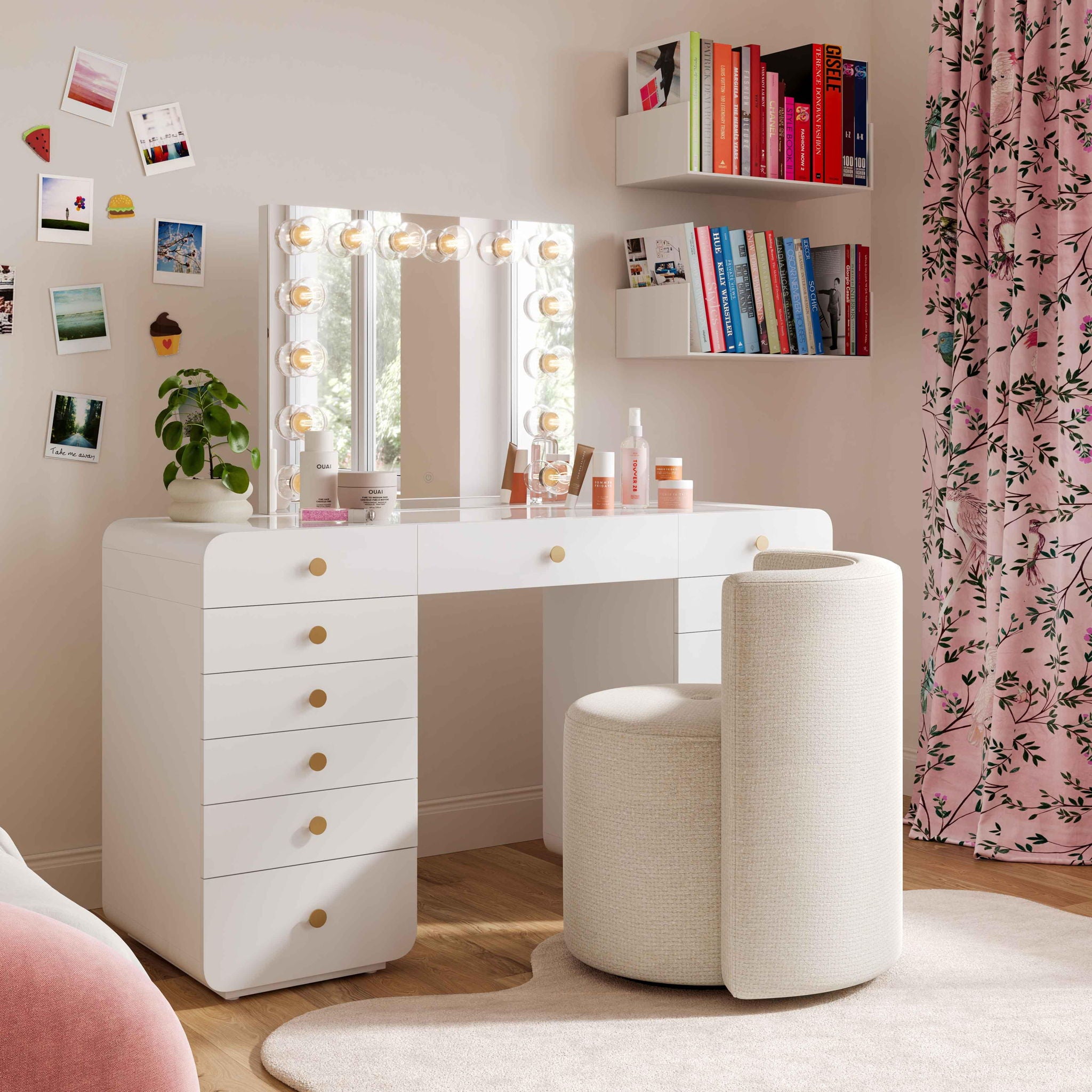 Alyssa - Chenille Rolling Desk Chair - Cream - Urban Living Furniture (Los Angeles, CA)