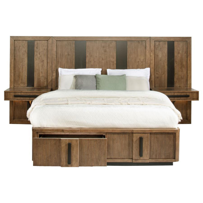 Terrace - 2 Piece Wall Panel With Nightstand Set - Ash Brown