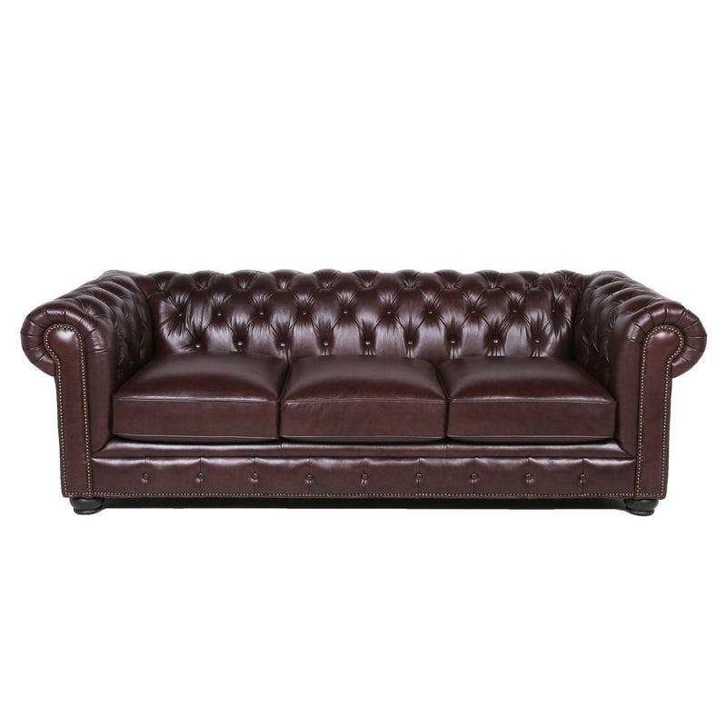 Traditional Tufted Leather Chesterfield Nailhead Sofa - Urban Living Furniture (Los Angeles, CA)