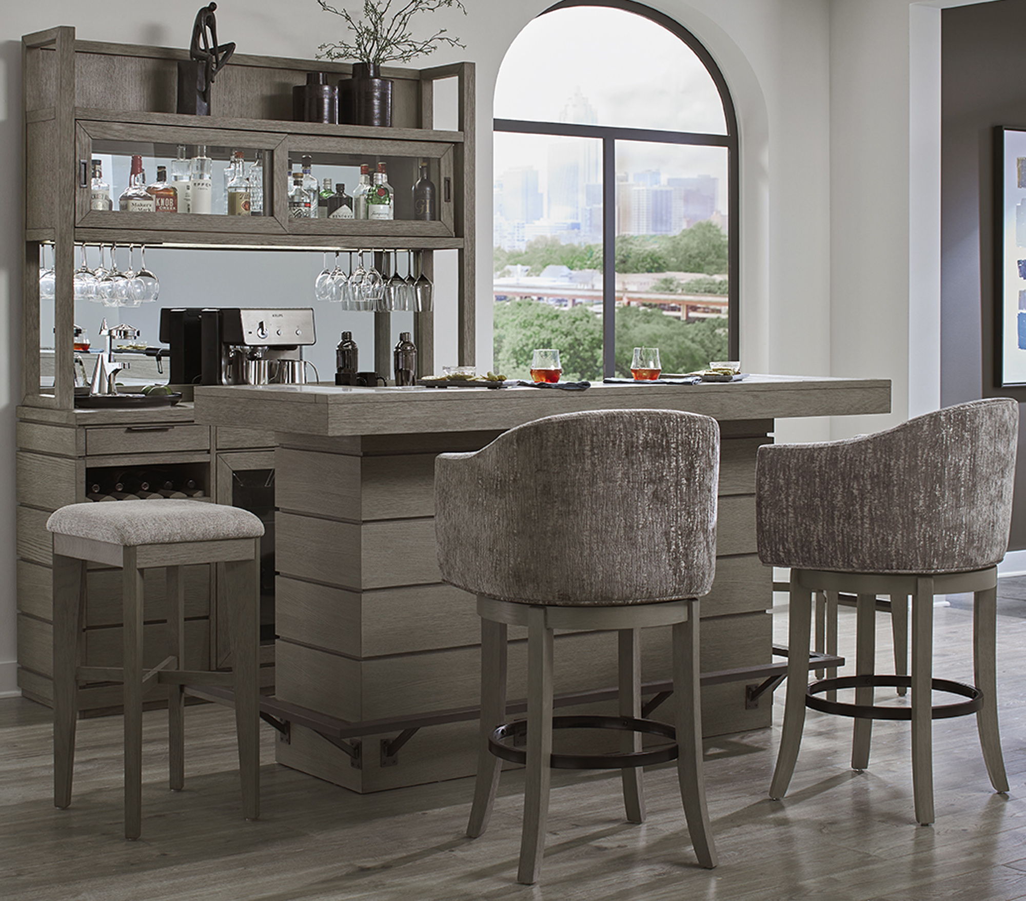 Pure Modern Dining - Upholstered Swivel Barstool - Moonstone - Urban Living Furniture (Los Angeles, CA)