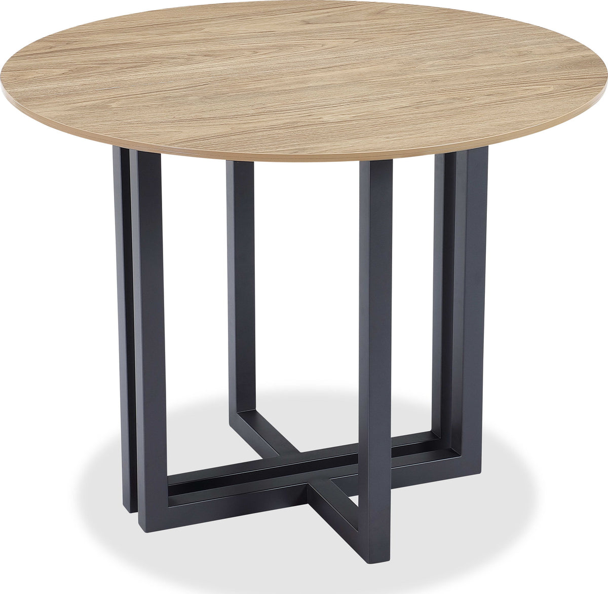 Ceo - Wood Pattern Round Sintered Stone Dining Table - Gunmetal And Washed Oak