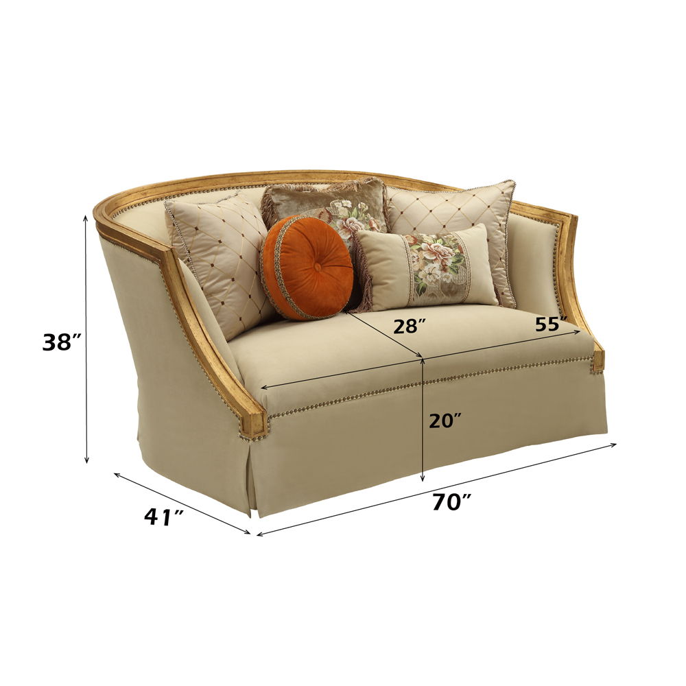 Daesha - Loveseat With 5 Pillows - Tan Flannel & Antique Gold - Urban Living Furniture (Los Angeles, CA)