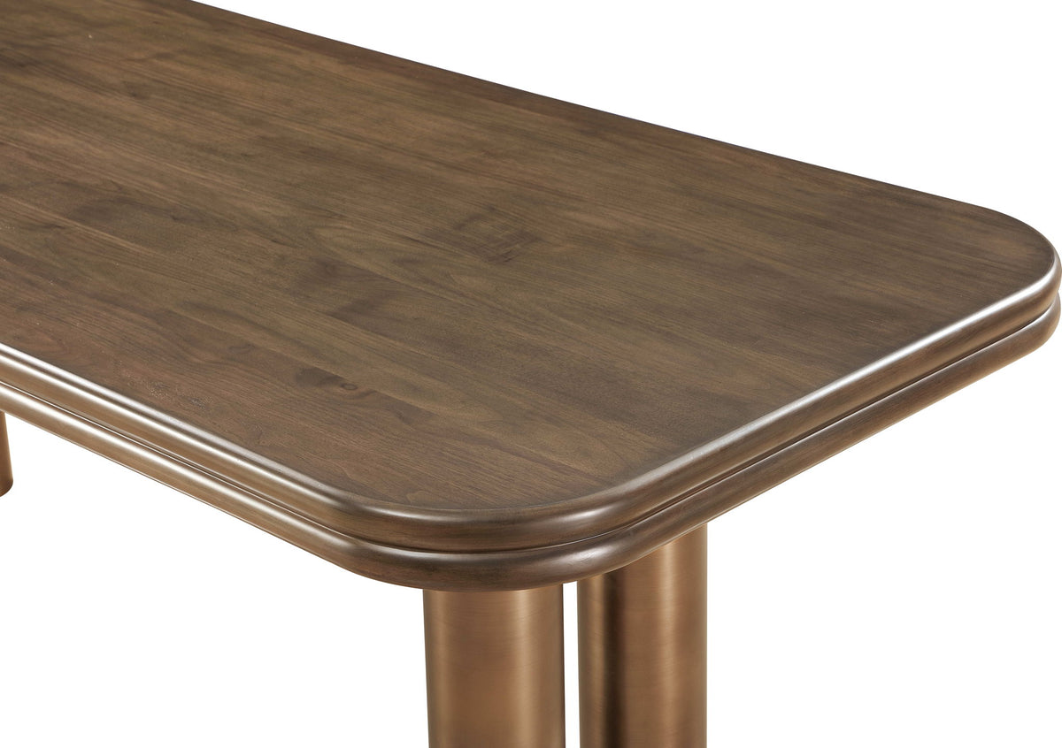 Mataranka - Rectangular Dining Table - Bistre And Brushed Golden Stainless Steel