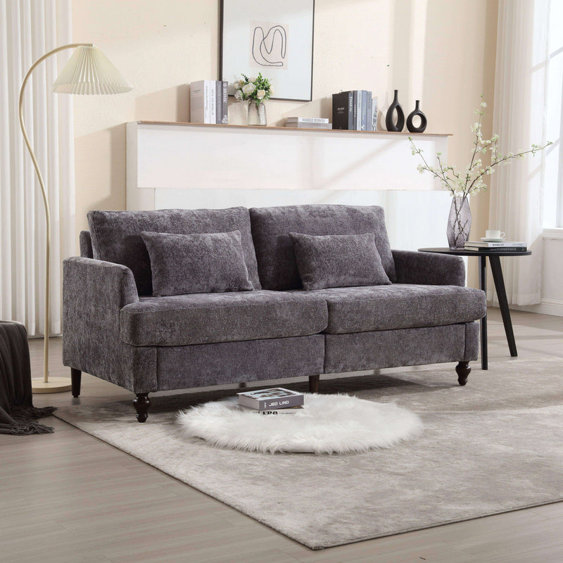 Mid Century Modern Chenille Fabric Loveseat Sofa, 2 Seat Upholstered Couch