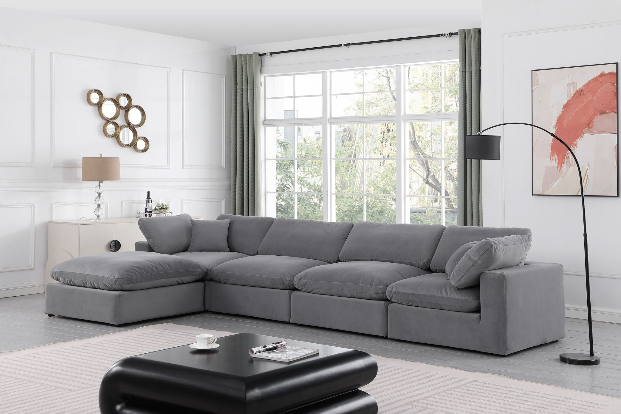 Comfy - 5 Piece Velvet Modular Sectional With Chaise - Urban Living Furniture (Los Angeles, CA)