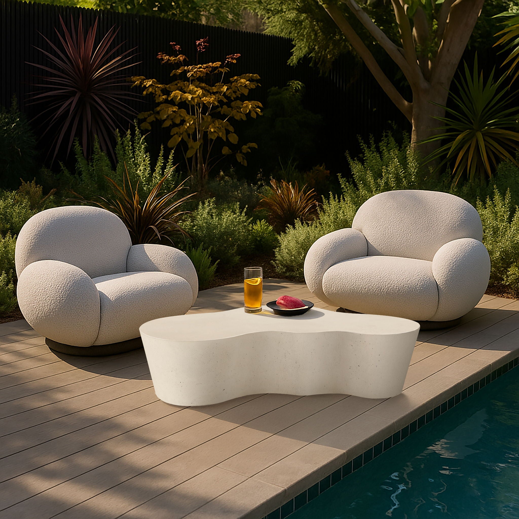 Monza - Concrete And Fiberglass Indoor / Outdoor Coffee Table - Cream - Urban Living Furniture (Los Angeles, CA)