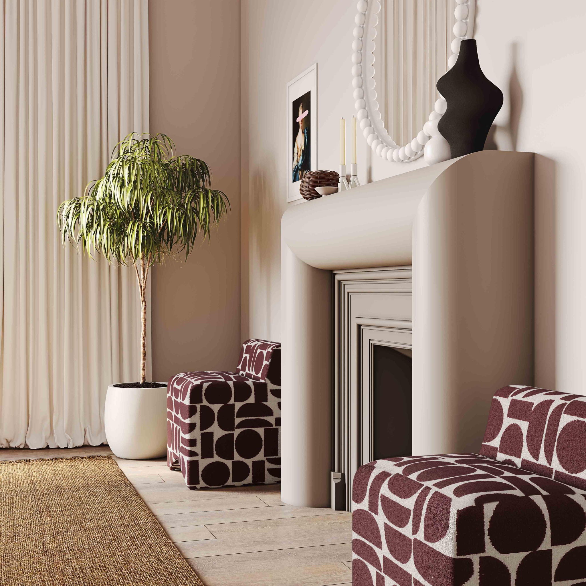 Pippa - Geometric Jacquard Weave Stool - Urban Living Furniture (Los Angeles, CA)