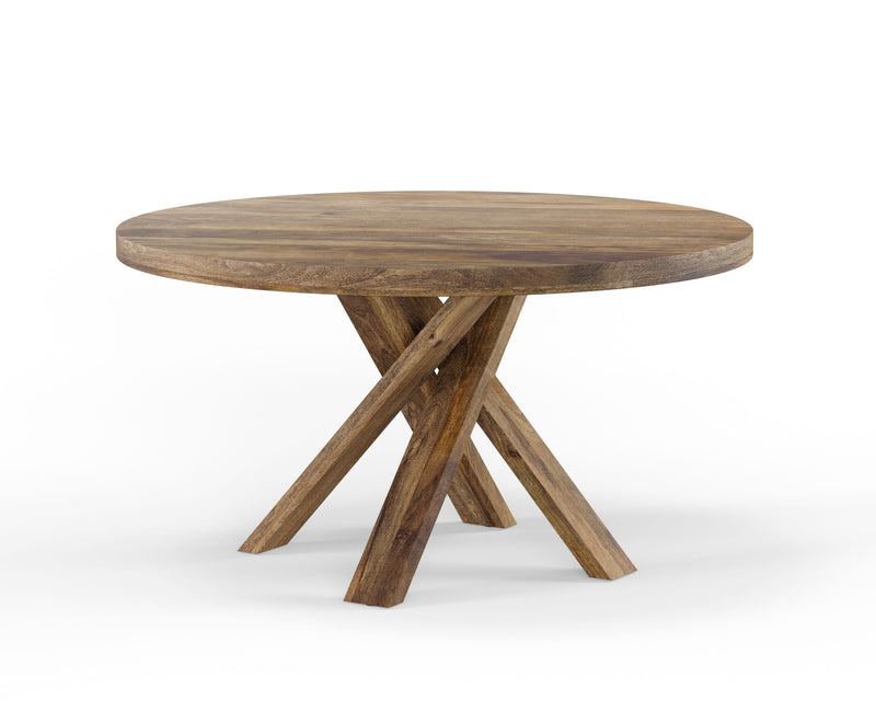 Crossings - Round Dining Table With 4 Upholstered Chairs - Dark Brown & Gray