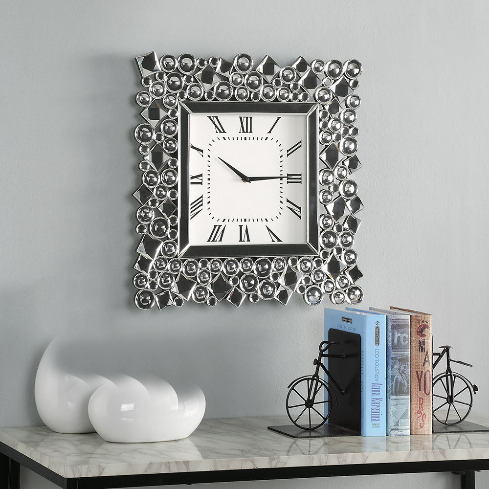 Kachina - 19" Wall Clock - Mirrored & Faux Gems - Urban Living Furniture (Los Angeles, CA)