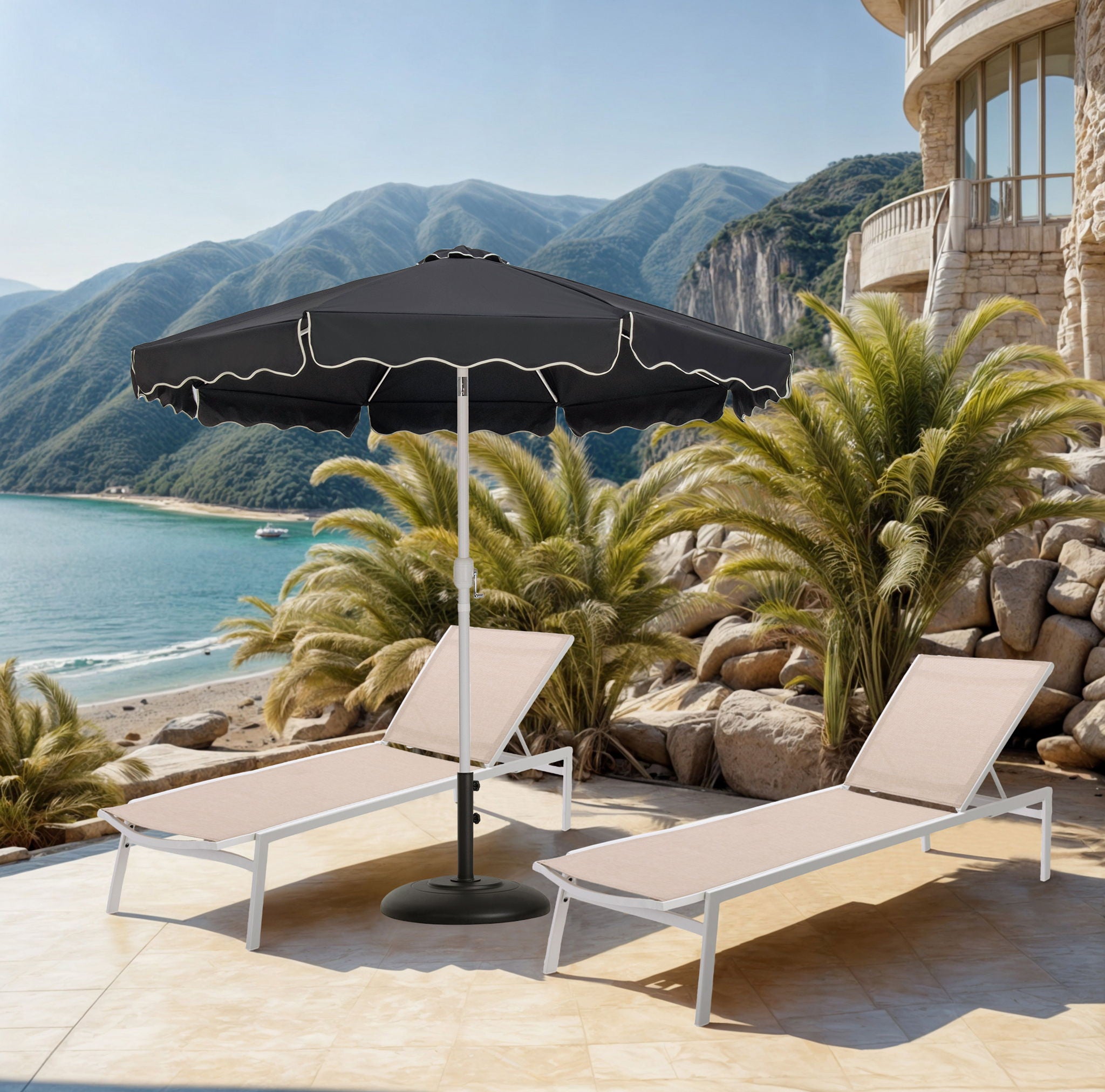 Amalfi - Patio Umbrella - Black Base / White Pole - Urban Living Furniture (Los Angeles, CA)