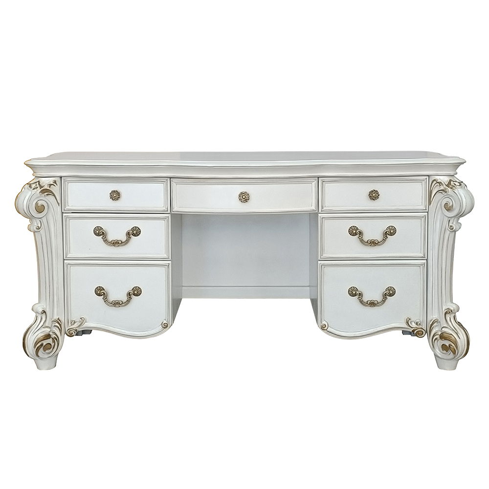 Vendome - Vanity Desk - Beige Synthetic Leather & Antique Pearl - Urban Living Furniture (Los Angeles, CA)
