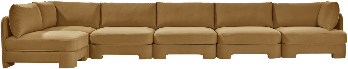 Hammond - Velvet Performance Fabric Upholstered 6 Piece L-Shaped Armless Sectional
