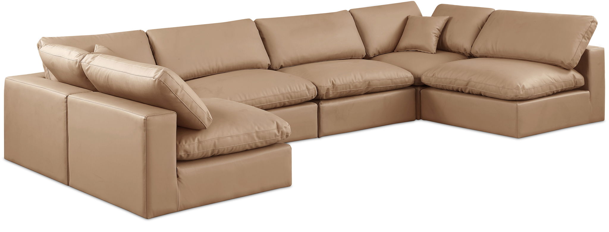 Comfy - 6 Piece Faux Leather Modular Armless Sectional - Tan - Urban Living Furniture (Los Angeles, CA)