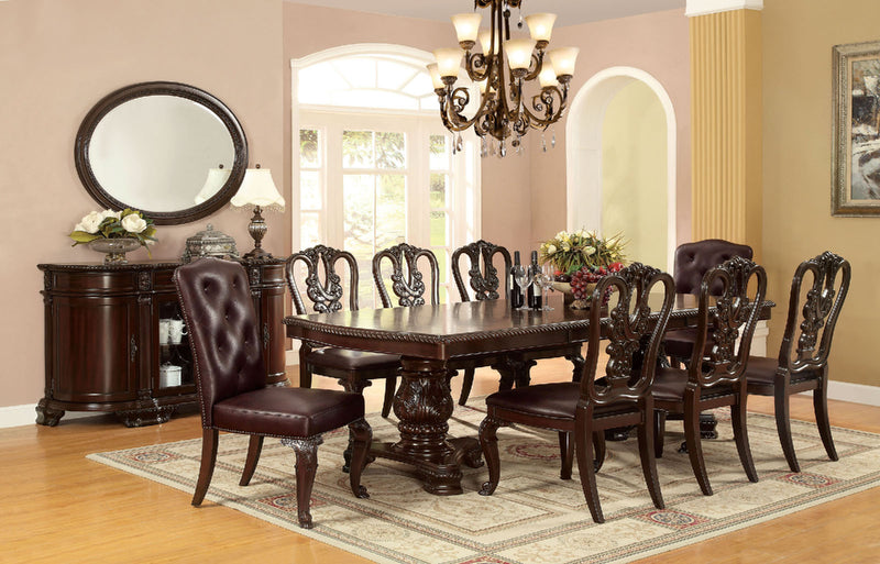 Bellagio Brown Cherry 9 Pc. Dining Table Set - Urban Living Furniture (Los Angeles, CA)