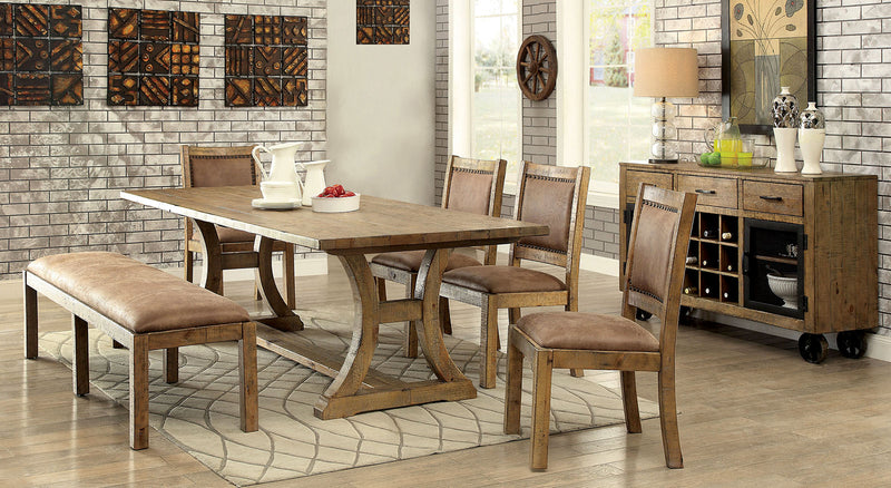 GIANNA Rustic Oak 6 Pc. Dining Table Set w/ Bench - Urban Living Furniture (Los Angeles, CA)