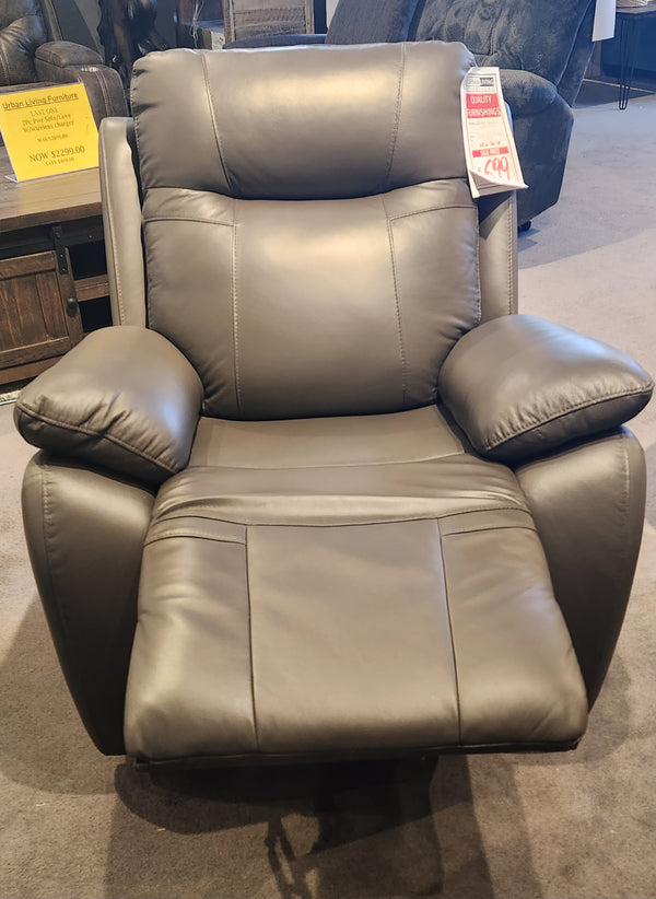 Abysson Leather manual Recliner in grey