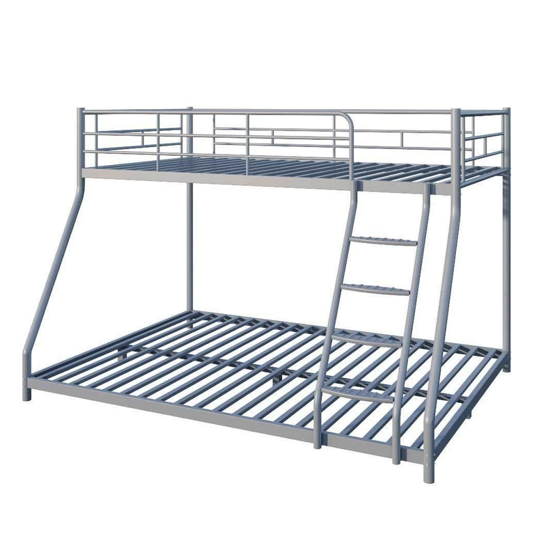 Twin over Full Metal Bunk Bed with Comfortable Rungs - Silver - Urban Living Furniture (Los Angeles, CA)