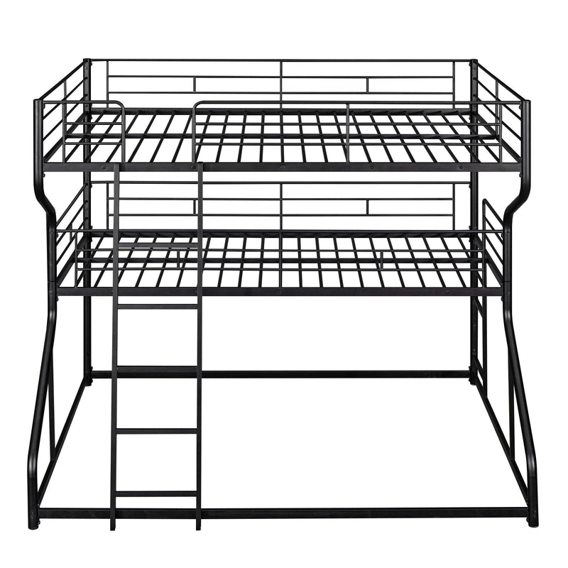 Full XL over Twin XL over Queen Triple Bunk Bed with Long and Short Ladder - In Black
