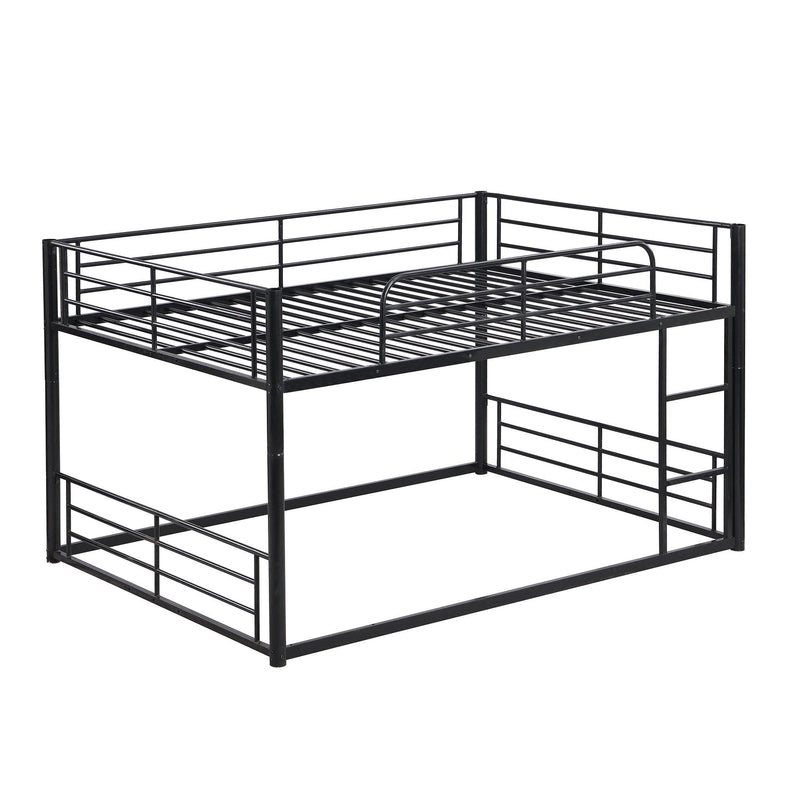 Full Size Convertible Metal Bunk Bed with Ladders and Slide - Black - Urban Living Furniture (Los Angeles, CA)