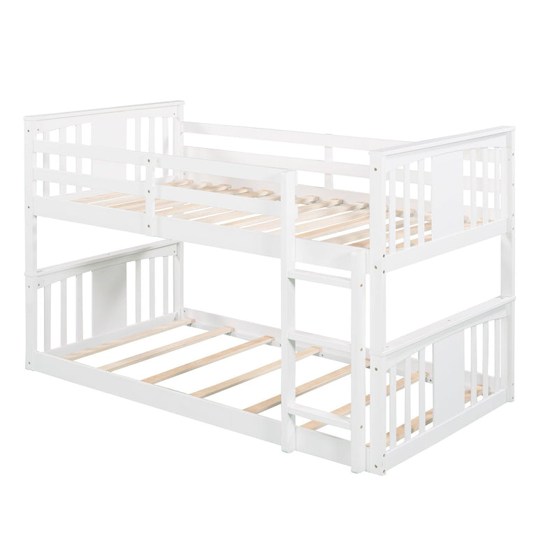 Twin over Twin Bunk Bed with Ladder - White - Urban Living Furniture (Los Angeles, CA)