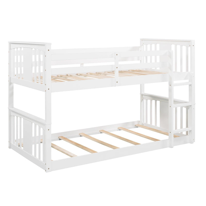 Twin over Twin Bunk Bed with Ladder - White - Urban Living Furniture (Los Angeles, CA)