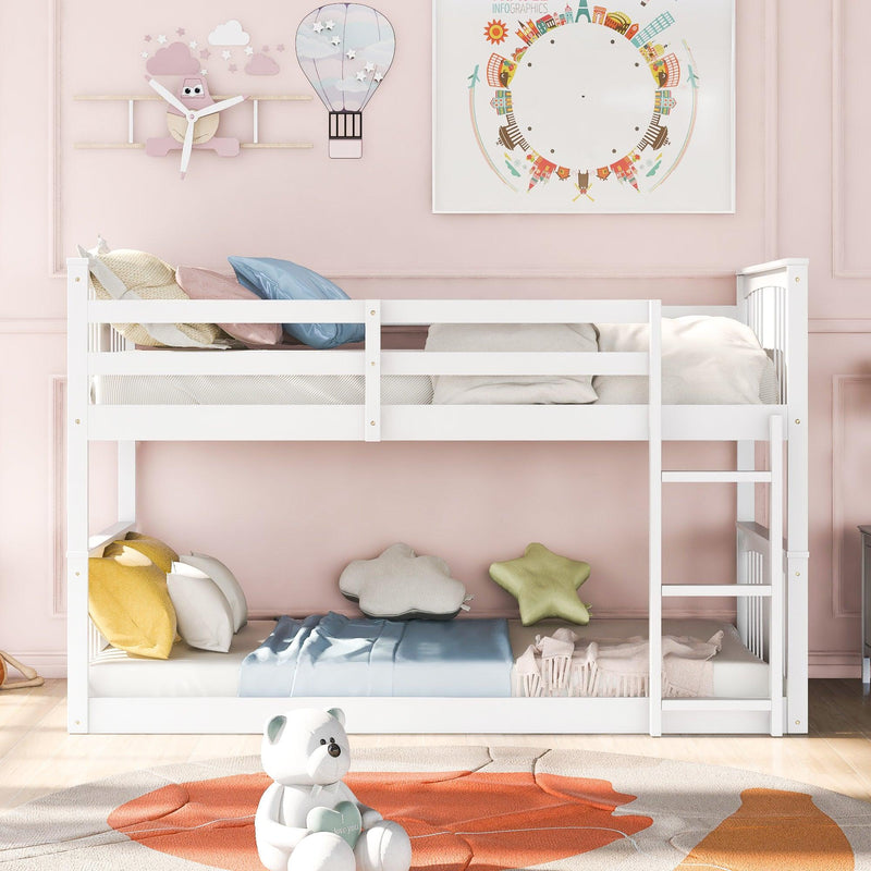 Twin over Twin Bunk Bed with Ladder - White - Urban Living Furniture (Los Angeles, CA)