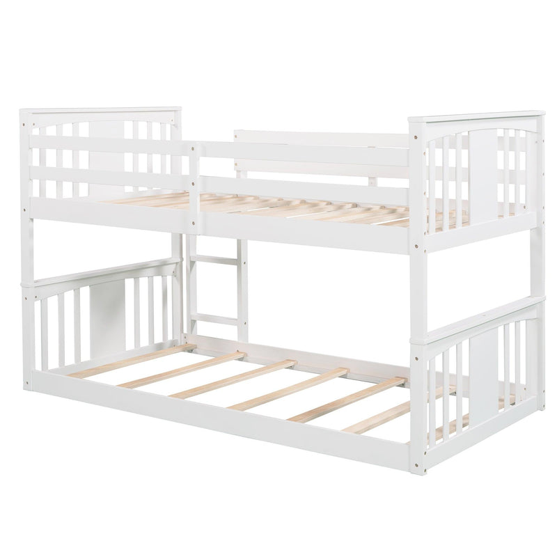 Twin over Twin Bunk Bed with Ladder - White - Urban Living Furniture (Los Angeles, CA)