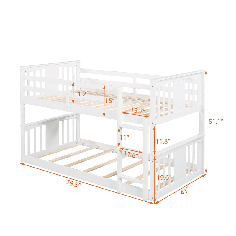 Twin over Twin Bunk Bed with Ladder - White - Urban Living Furniture (Los Angeles, CA)