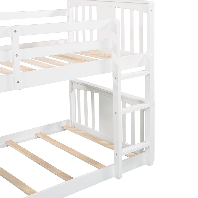 Twin over Twin Bunk Bed with Ladder - White - Urban Living Furniture (Los Angeles, CA)