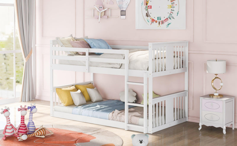 Twin over Twin Bunk Bed with Ladder - White - Urban Living Furniture (Los Angeles, CA)