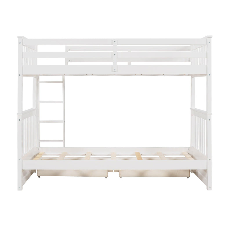 Twin over Twin Bunk Bed with Ladders and TwoStorage Drawers - White - Urban Living Furniture (Los Angeles, CA)