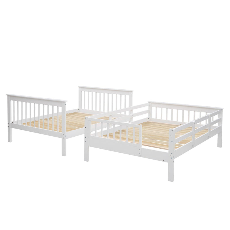 Full over Full Bunk Bed withStorage Staircase and Guard Rail - White - Urban Living Furniture (Los Angeles, CA)