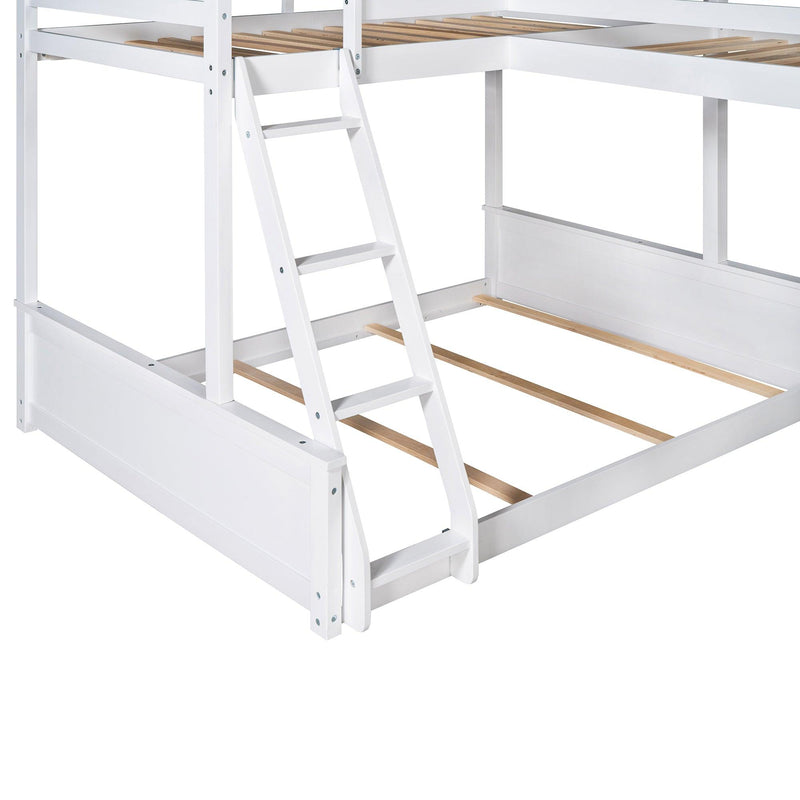 Twin over Full Bunk Bed and Twin Size Loft Bed with Desk, Slide and Guardrail - White - Urban Living Furniture (Los Angeles, CA)