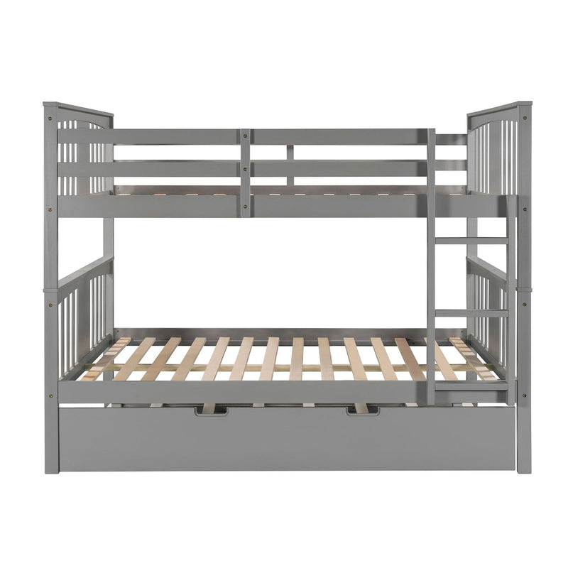 Full over Full Convertible Bunk Bed with Twin Size Trundle and Ladder - Gray - Urban Living Furniture (Los Angeles, CA)