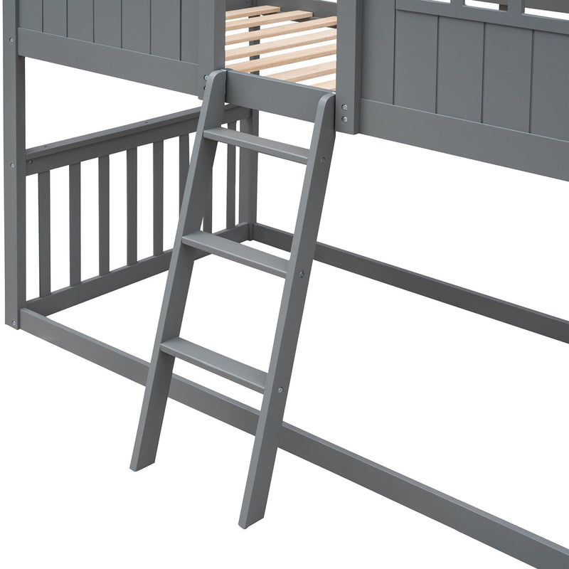 Twin Over Twin House Shaped Bunk Bed With Ladder - Gray - Urban Living Furniture (Los Angeles, CA)