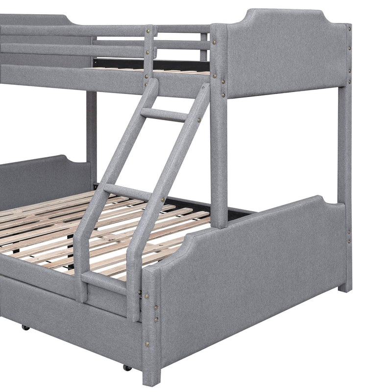 Twin over Full Bunk Bed with Two Drawers, Slide, Headboard and Footboard - Grey - Urban Living Furniture (Los Angeles, CA)