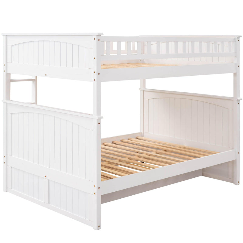 Full over Full Bunk Bed with Twin Size Trundle and Guardrails - White - Urban Living Furniture (Los Angeles, CA)