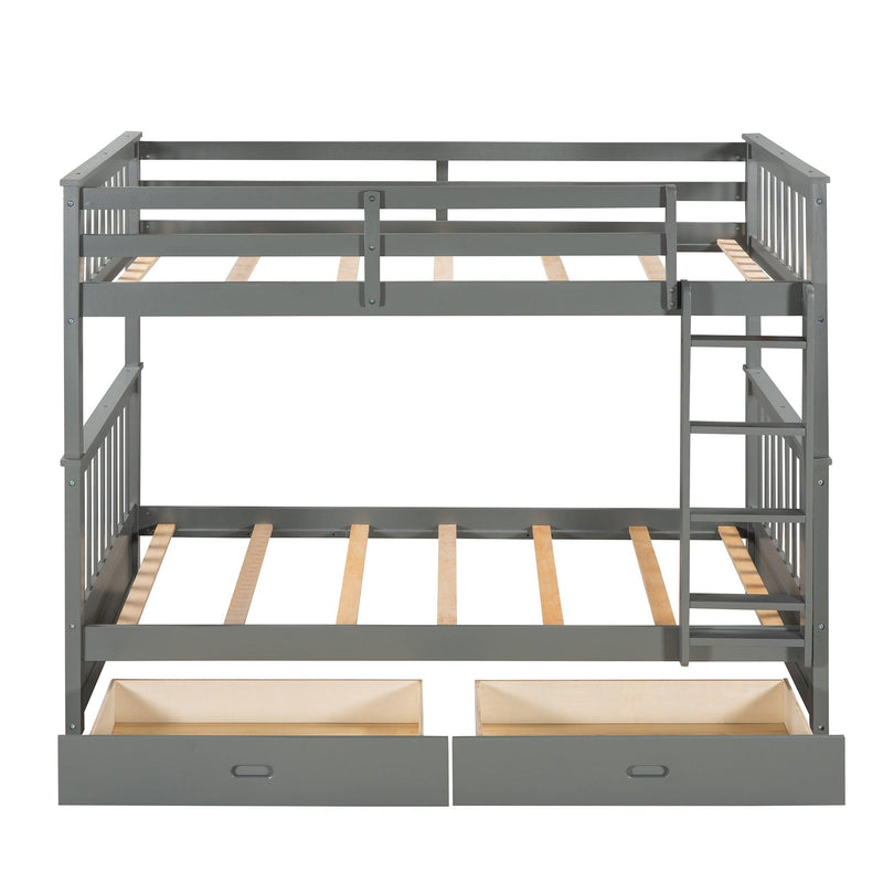 Twin over Twin Bunk Bed with Ladders and TwoStorage Drawers - Gray - Urban Living Furniture (Los Angeles, CA)