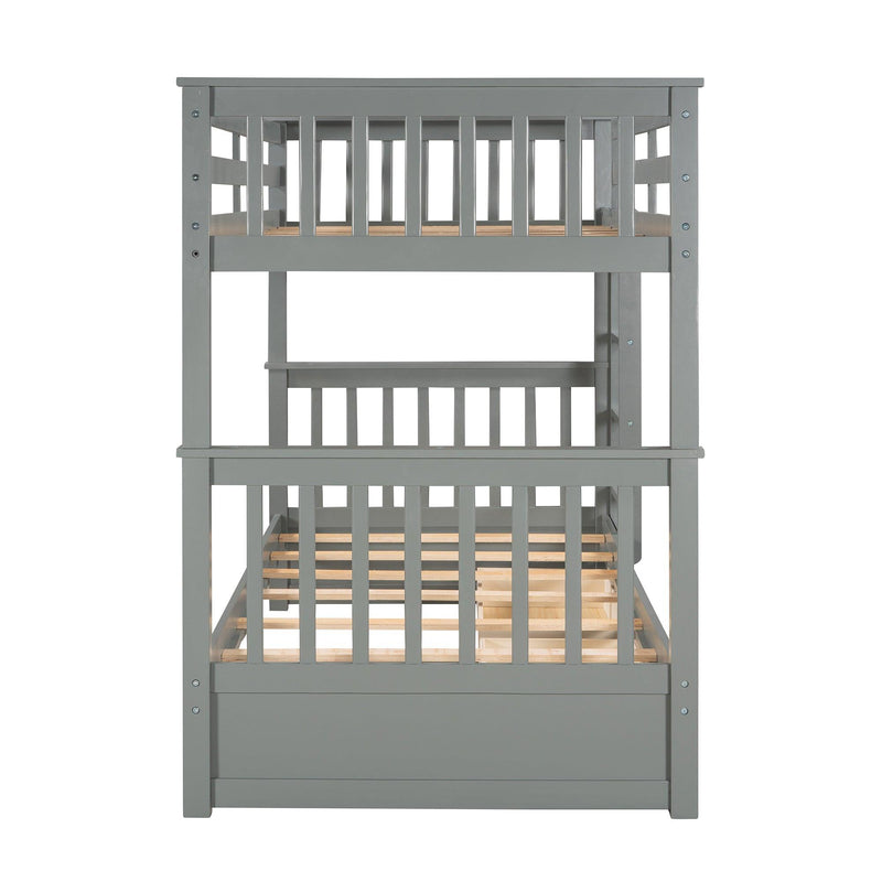 Twin over Twin Bunk Bed with Ladders and TwoStorage Drawers - Gray - Urban Living Furniture (Los Angeles, CA)