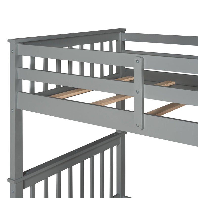 Twin over Twin Bunk Bed with Ladders and TwoStorage Drawers - Gray - Urban Living Furniture (Los Angeles, CA)