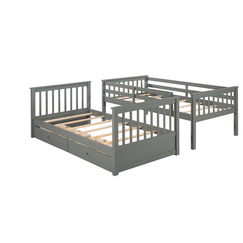 Twin over Twin Bunk Bed with Ladders and TwoStorage Drawers - Gray - Urban Living Furniture (Los Angeles, CA)