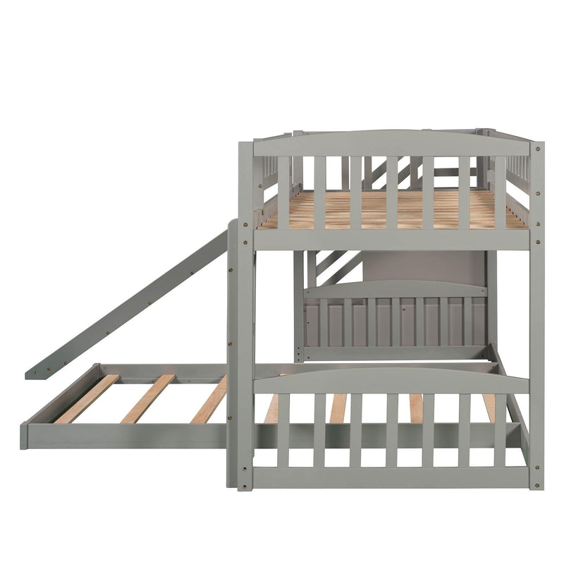 Twin over Twin Bunk Bed with Two Stairway Drawers and Slide - Gray - Urban Living Furniture (Los Angeles, CA)