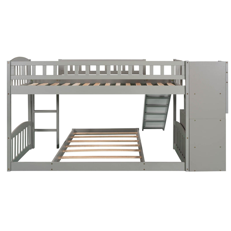 Twin over Twin Bunk Bed with Two Stairway Drawers and Slide - Gray - Urban Living Furniture (Los Angeles, CA)