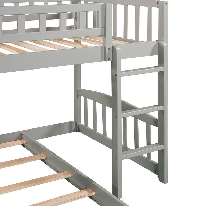 Twin over Twin Bunk Bed with Two Stairway Drawers and Slide - Gray - Urban Living Furniture (Los Angeles, CA)