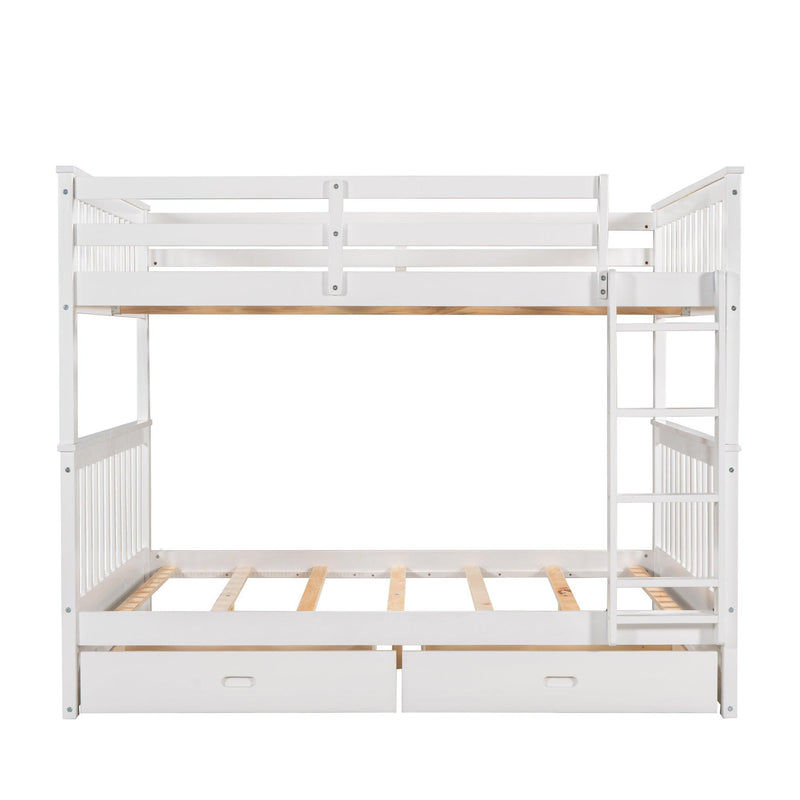 Full over Full Bunk Bed with Ladders and TwoStorage Drawers - White - Urban Living Furniture (Los Angeles, CA)